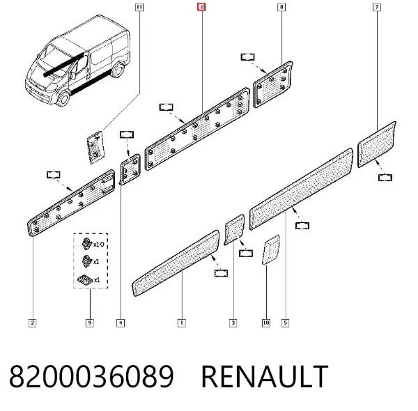 Молдинг бічний (зсувний) двері 8200036089 Renault (RVI)