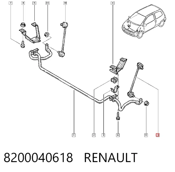 Стійка стабілізатора переднього, ліва 8200040618 Renault (RVI)