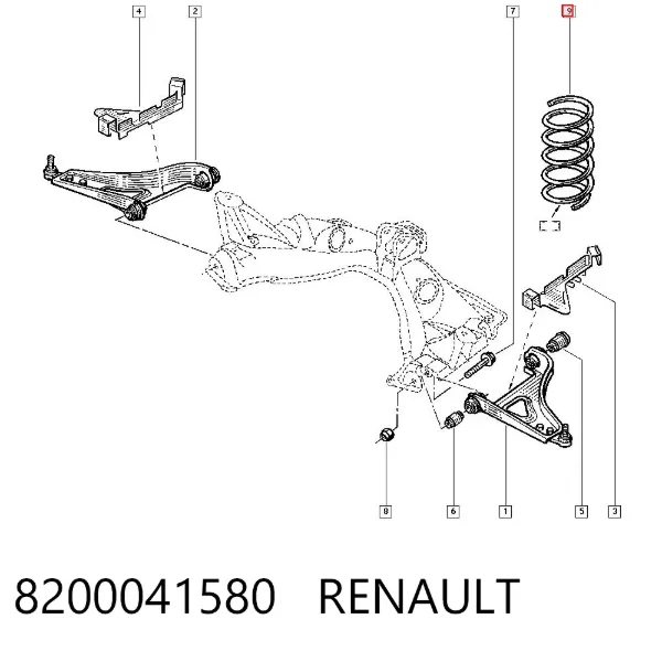 Пружина передня 8200041580 Renault (RVI)