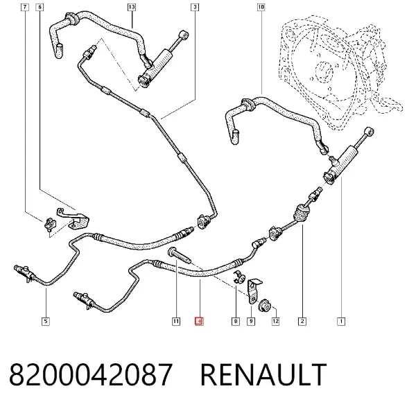 Шланг зчеплення 8200042087 Renault (RVI)