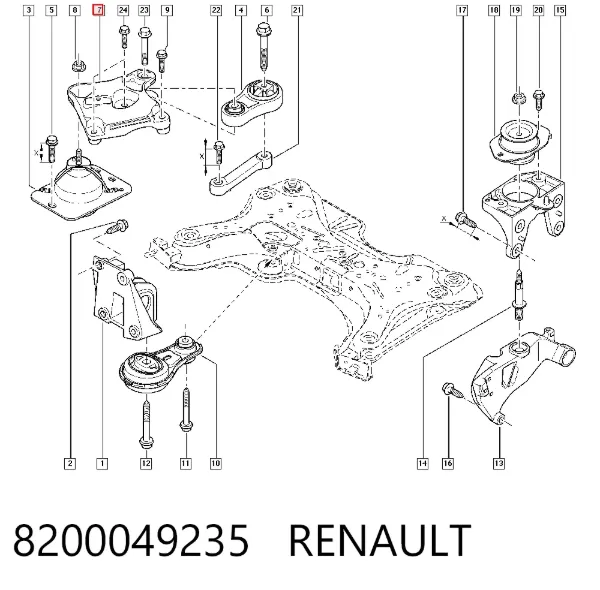 Кронштейн подушки (опори) двигуна, правої 8200049235 Renault (RVI)