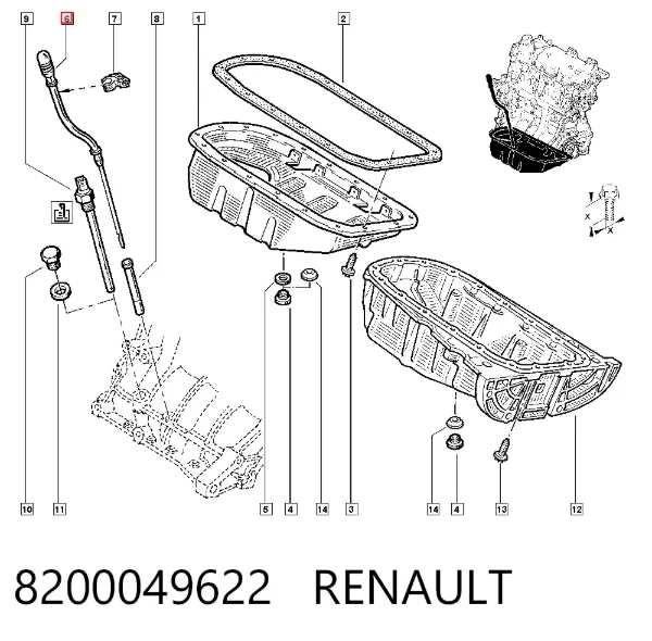 Масляний щуп 8200049622 Renault (RVI)