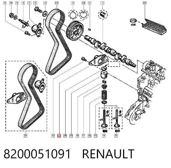Ролик паразитний ГРМ 8200051091 Renault (RVI)
