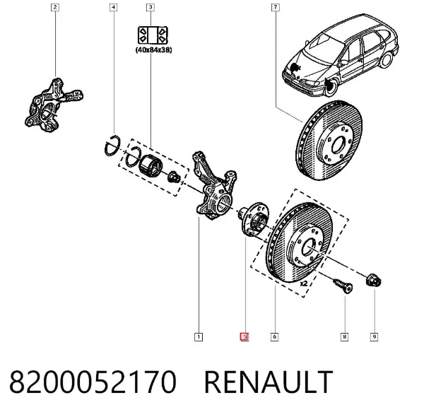 Передня маточина 8200052170 Renault (RVI)