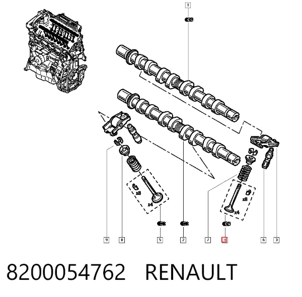 Клапан випускний 8200054762 Renault (RVI)