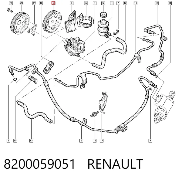 Шків насосу гідропідсилювача керма (ГПК) 8200059051 Renault (RVI)