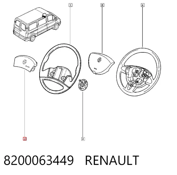 Подушка безпеки, водійська, AIRBAG 8200063449 Renault (RVI)