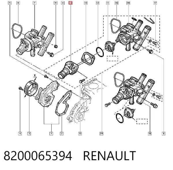 Кришка термостата 8200065394 Renault (RVI)