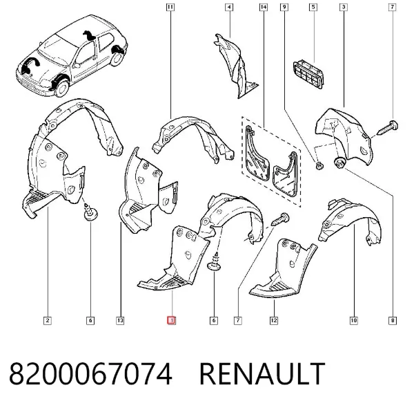 Підкрилок передній лівий 8200067074 Renault (RVI)