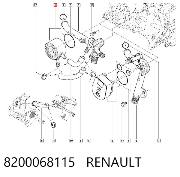 Радіатор масляний (холодильник), під фільтром 8200068115 Renault (RVI)