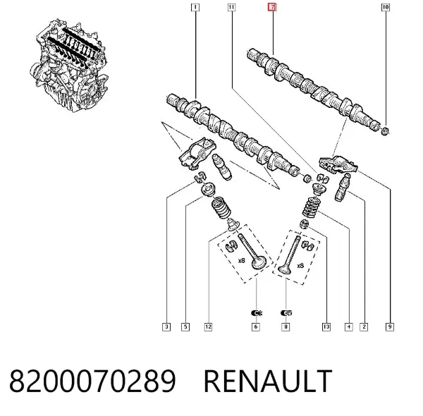 Розподільний вал 8200070289 Renault (RVI)