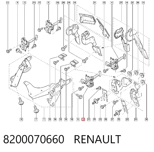 Обмежувач відкриття дверей, передній 8200070660 Renault (RVI)