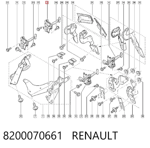 Обмежувач відкриття дверей, задній 8200070661 Renault (RVI)