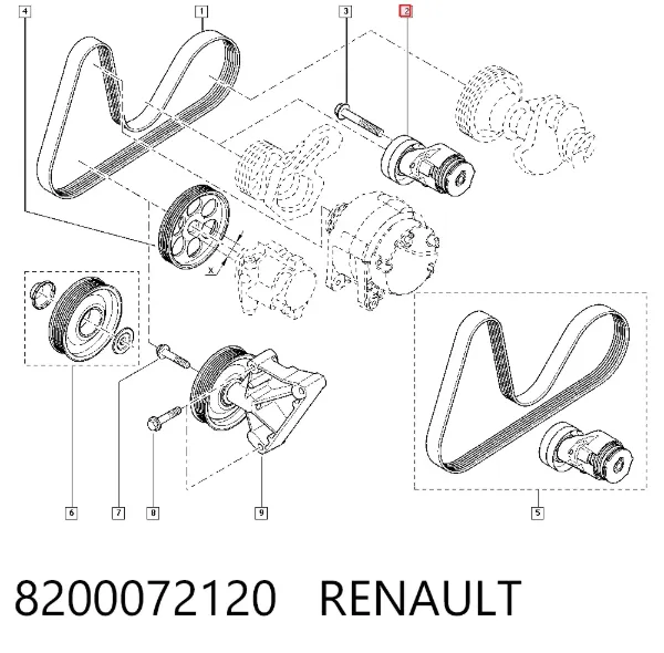 Натягувач приводного ременя 8200072120 Renault (RVI)