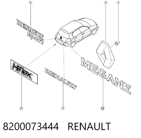 Емблема кришки багажника 8200073444 Renault (RVI)