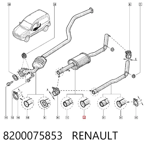 Глушник, центральна частина 8200075853 Renault (RVI)