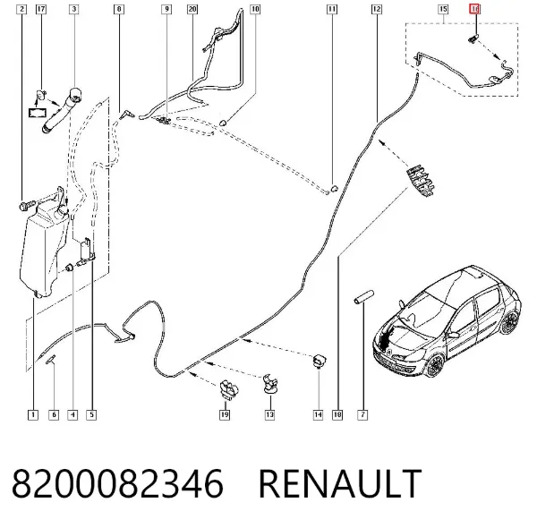Форсунка омивача заднього скла 8200082346 Renault (RVI)