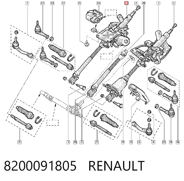 Рульова колонка 8200091805 Renault (RVI)