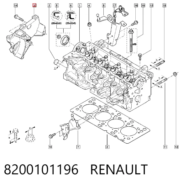 Кронштейн подушки (опори) двигуна, верхній 8200101196 Renault (RVI)