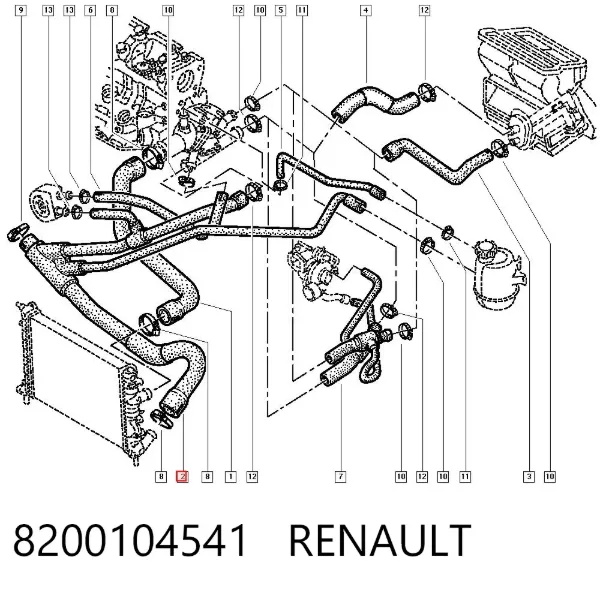 Шланг/патрубок радіатора охолодження, нижній 8200104541 Renault (RVI)