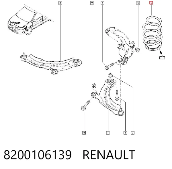 Пружина передня 8200106139 Renault (RVI)