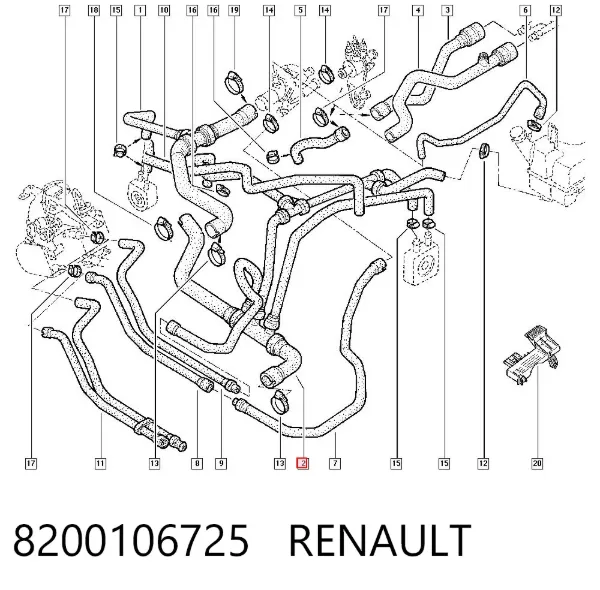 Патрубок термостата 8200106725 Renault (RVI)