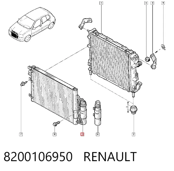 Радіатор кондиціонера 8200106950 Renault (RVI)