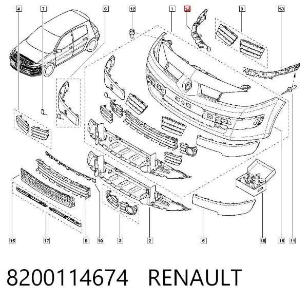 Кронштейн бампера переднього, правий 8200114674 Renault (RVI)