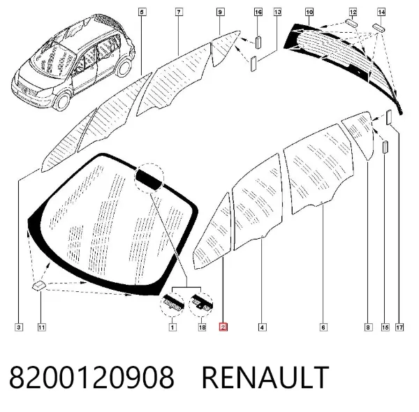 Скло-кватирка двері, передній, лівій 8200120908 Renault (RVI)