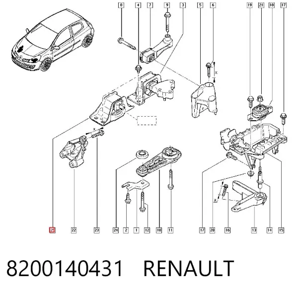 Подушка (опора) двигуна, права 8200140431 Renault (RVI)