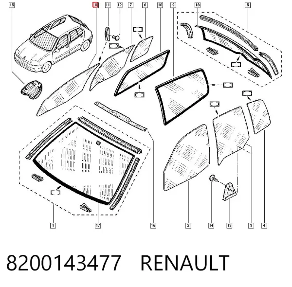 Скло передніх дверей, правою 8200143477 Renault (RVI)