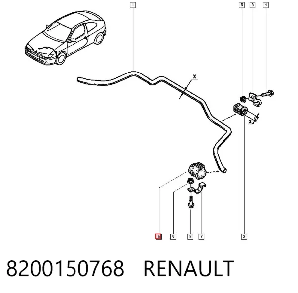 Втулка стабілізатора переднього, зовнішня 8200150768 Renault (RVI)