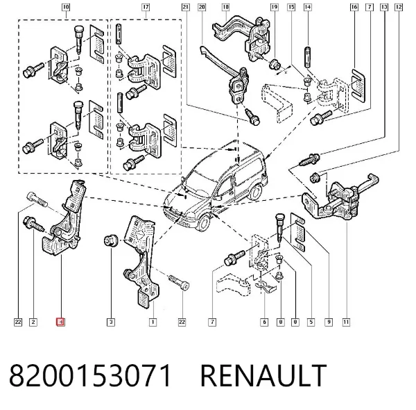 Петля капота, права 8200153071 Renault (RVI)