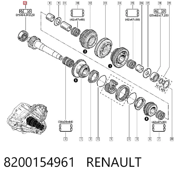 Підшипник КПП Renault Safrane I