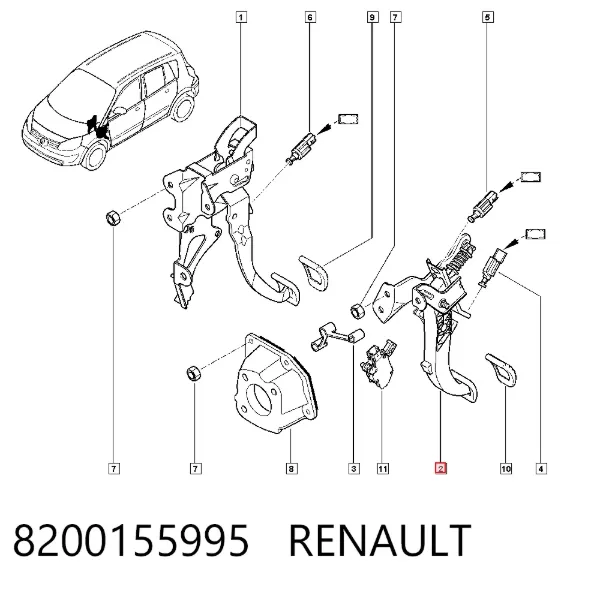 Педаль зчеплення 8200155995 Renault (RVI)