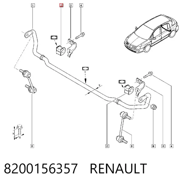 Втулка стабілізатора заднього 8200156357 Renault (RVI)