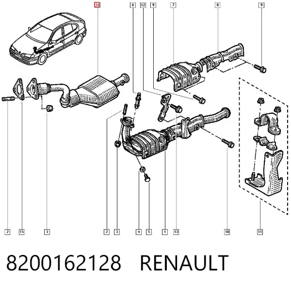 Труба приймальна (штани) глушника, передня 8200162128 Renault (RVI)