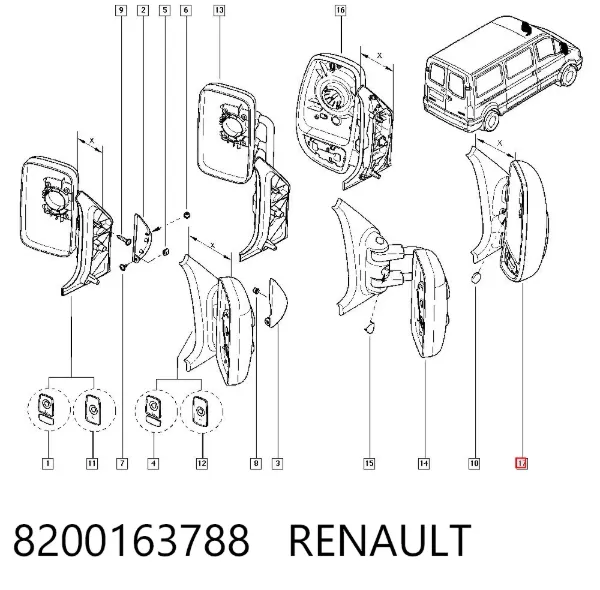 Дзеркало праве 8200163788 Renault (RVI)