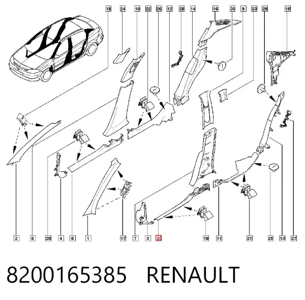 Обшивка порогів кузова внутрішня, ліва 8200165385 Renault (RVI)