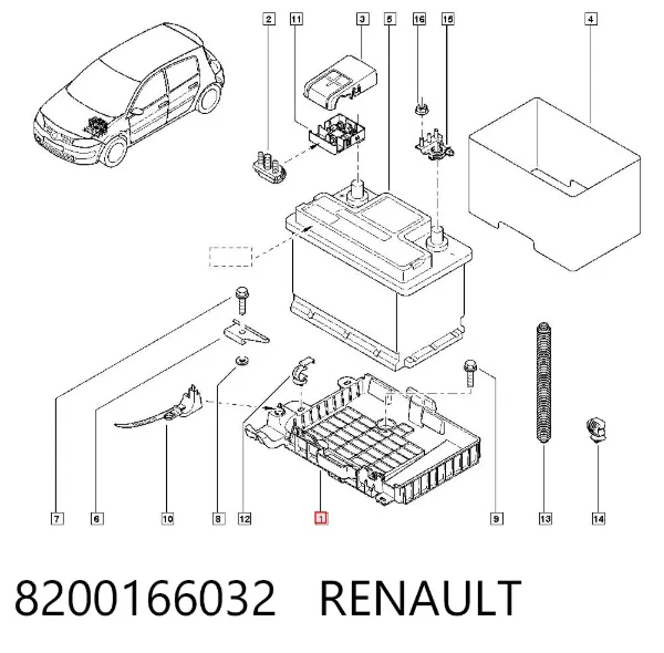 Піддон акумулятора (АКБ) 8200166032 Renault (RVI)
