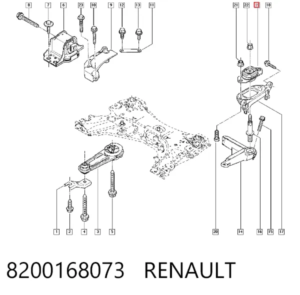 Подушка (опора) двигуна, ліва 8200168073 Renault (RVI)
