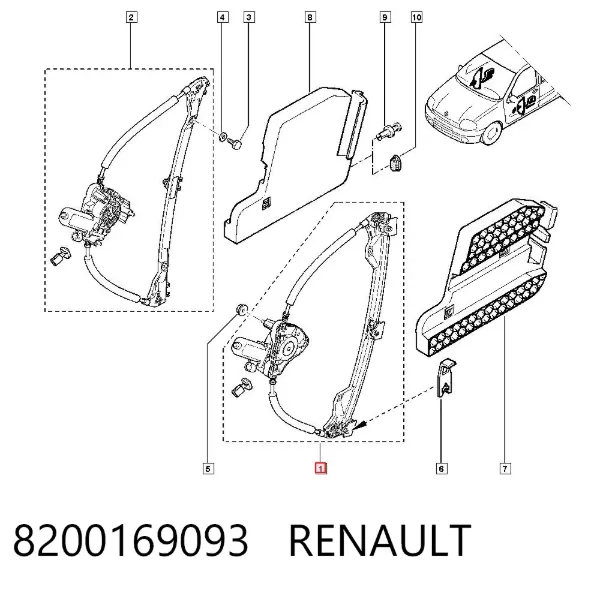 Склопідйомник передньої лівої двері 8200169093 Renault (RVI)