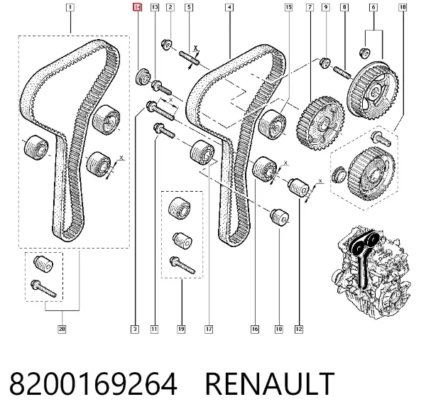 Зірка-шестерня розподільного валу двигуна, впускного 8200169264 Renault (RVI)