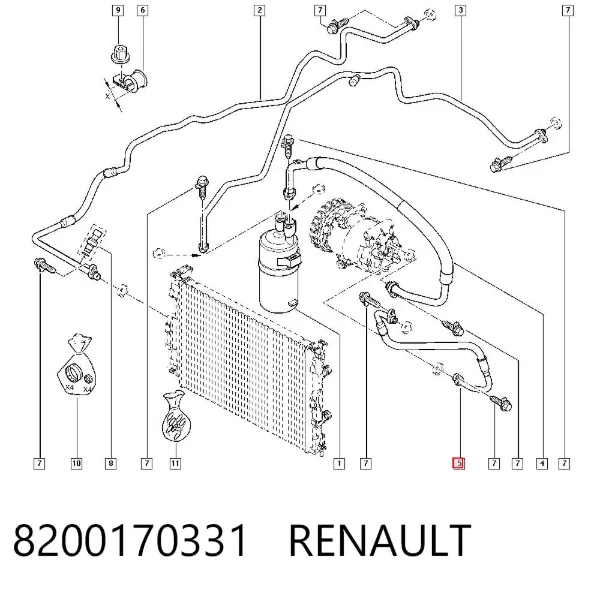 Шланг кондиціонера, від компресора до радіатора 8200170331 Renault (RVI)