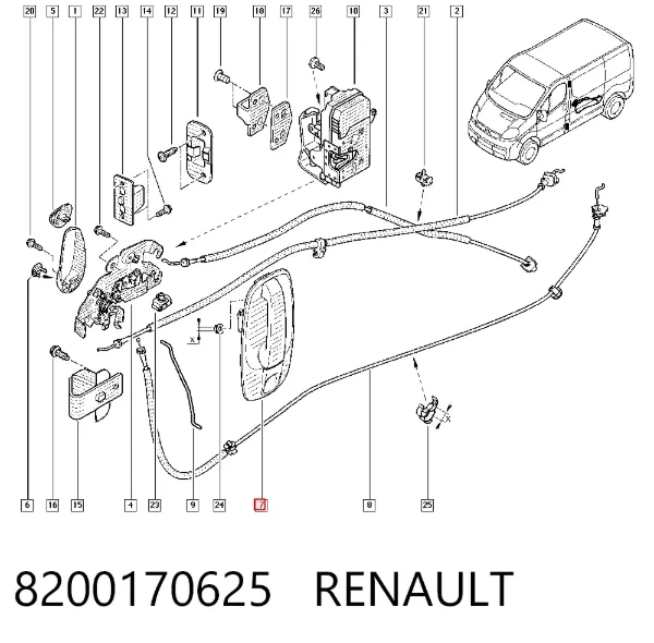 Ручка двері бічної/зсувної зовнішня 8200170625 Renault (RVI)