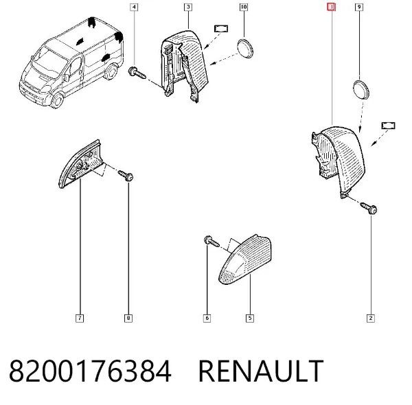 Накладка стійки кузова зовнішня, задня права 8200176384 Renault (RVI)