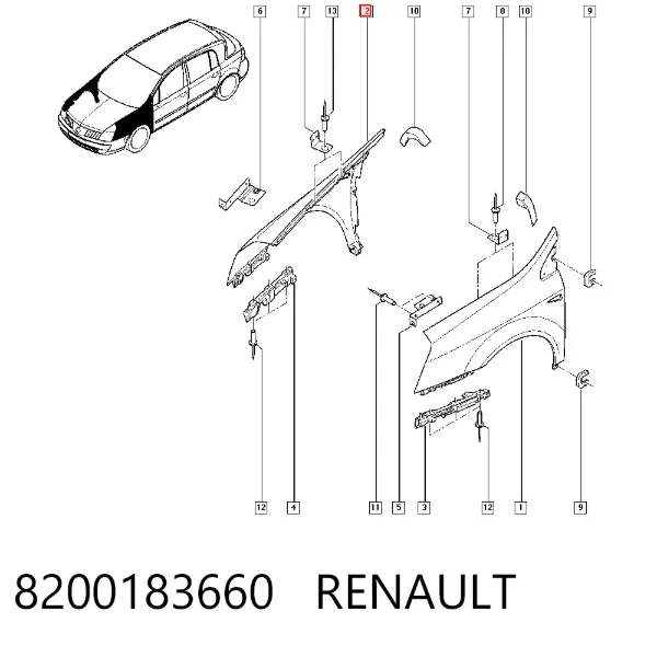 Крила 8200183660 Renault (RVI)