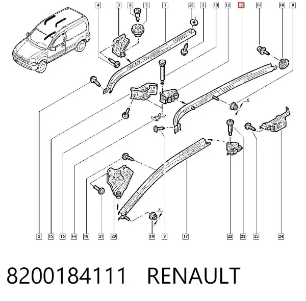 Рейка направляюча зсувної двері, центральна права 8200184111 Renault (RVI)