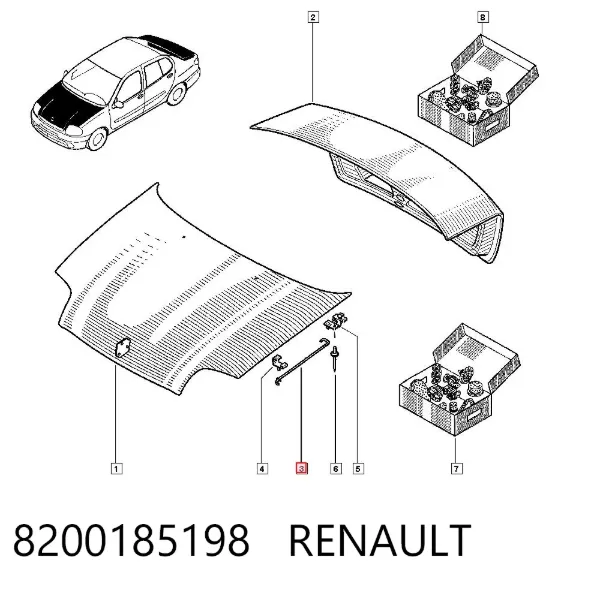 Упор капоту 8200185198 Renault (RVI)
