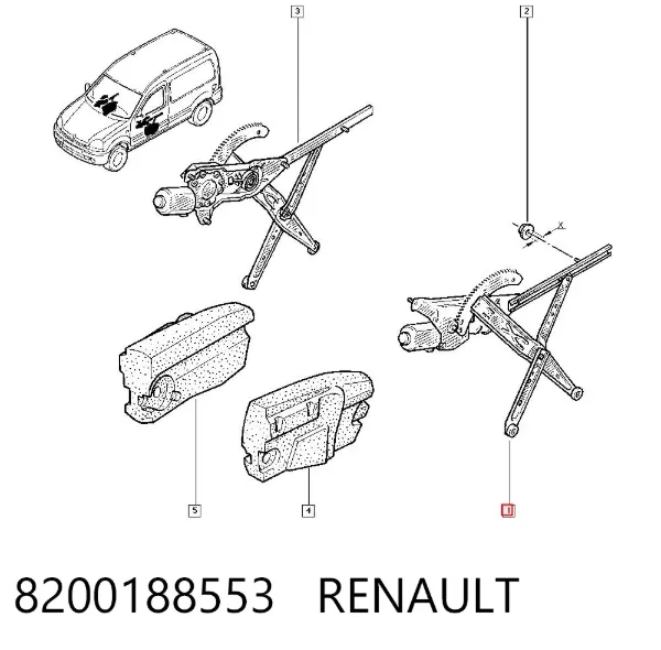 Склопідйомник передньої лівої двері 8200188553 Renault (RVI)